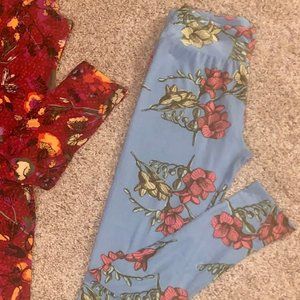 NEW LuLaRoe Light Blue Rose Leggings - OS - 2 available